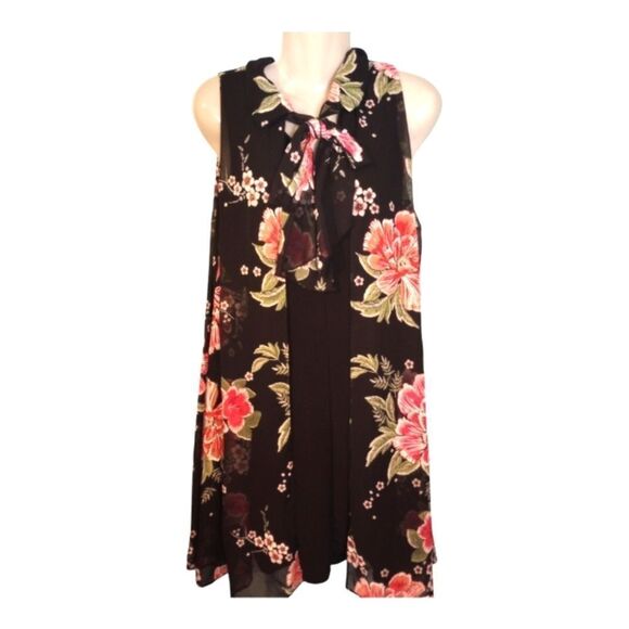 Robbie Bee sleeveless dress with sheer floral overlay - Picture 1 of 11